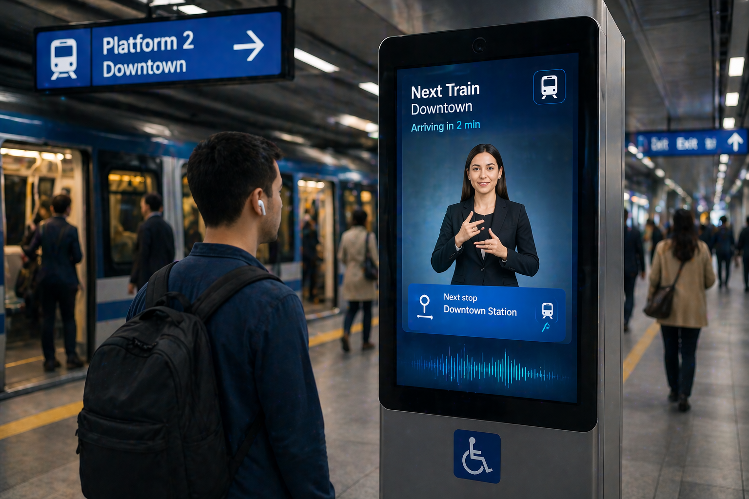 Commuter using SignX for Public Transit