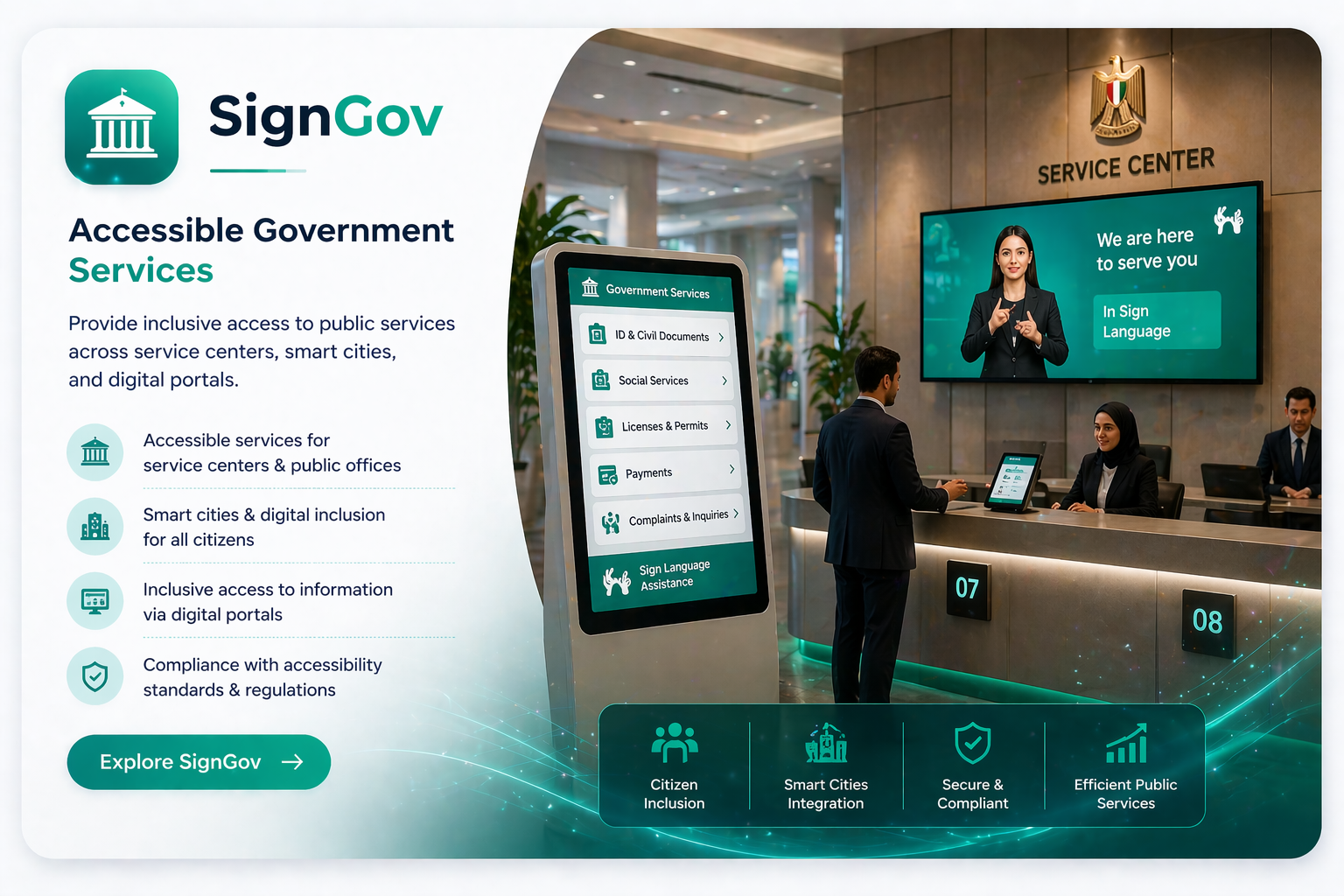 Citizen using SignX at a Government Office